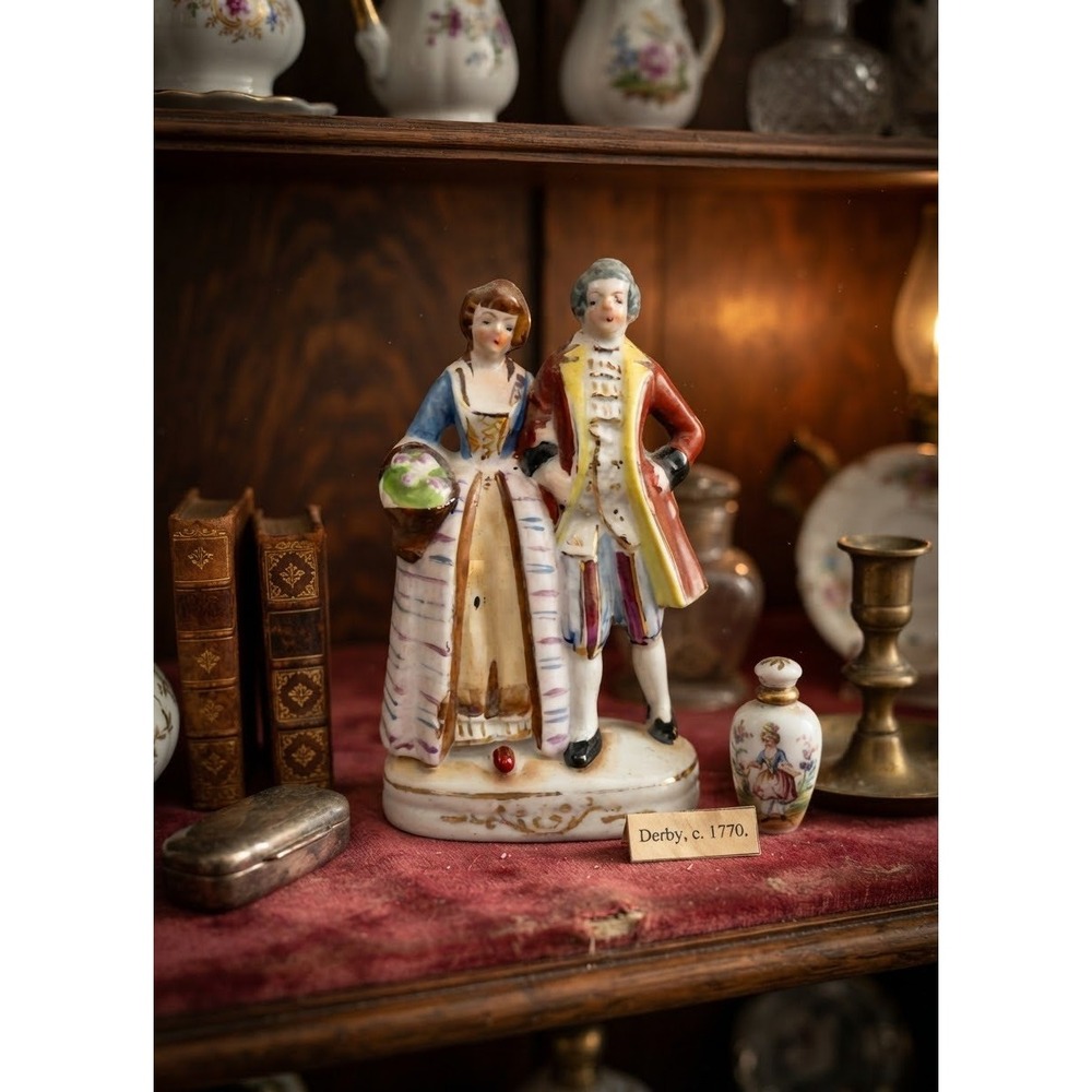 Vintage Hand Painted Japan Porcelain Colonial Couple Figurine 5 inch